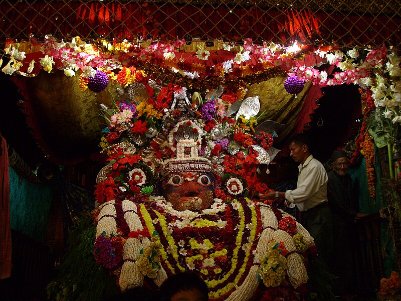 Indra Jatra: A Magical Celebration of Culture and Spirituality 4 Mask of Akash Bhairava at Indra Chok