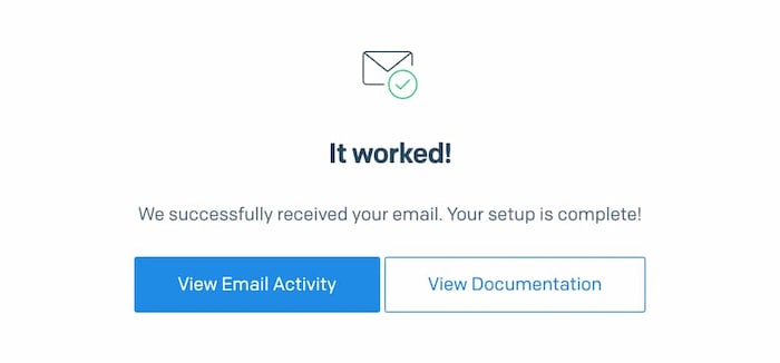 Email setup verified