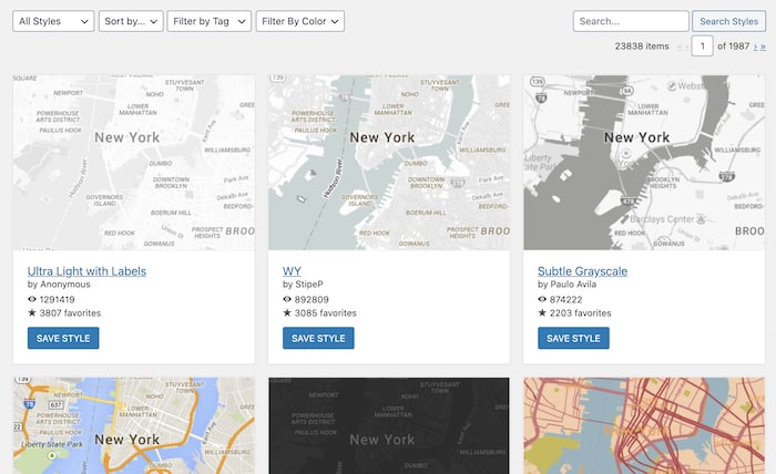 Google maps styles in Snazzy Maps