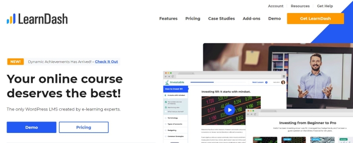 Learn Dash is a WordPress plugin that helps you run online courses on your site.