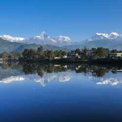 landscape photography of phewa lake