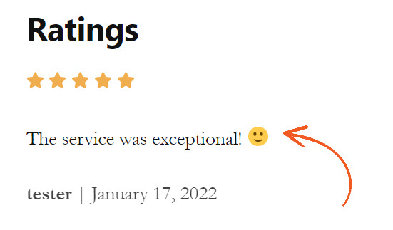 emojis show in ratings