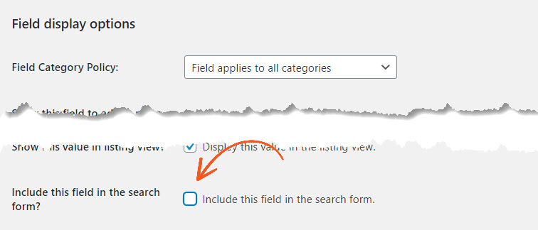 Field search form setting