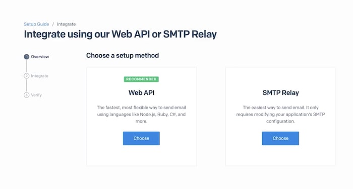 SendGrid API selection