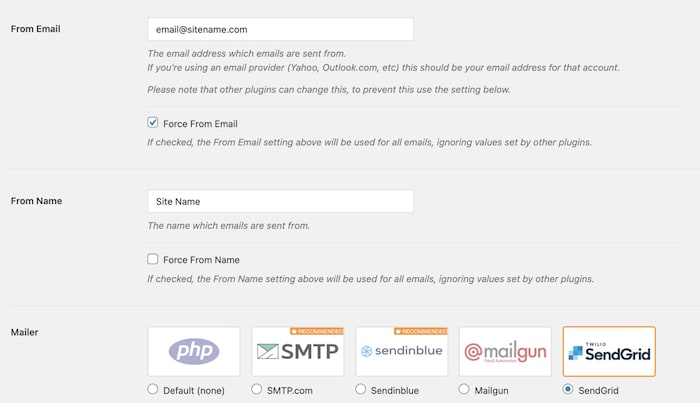 WP Mail SMTP settings