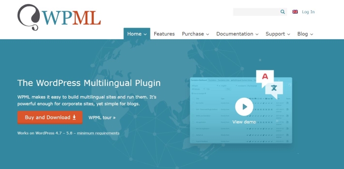 The WPML plugin homepage