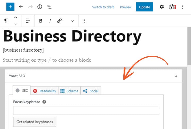 Yoast directory page metabox