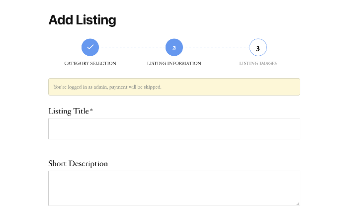 add listing front-end