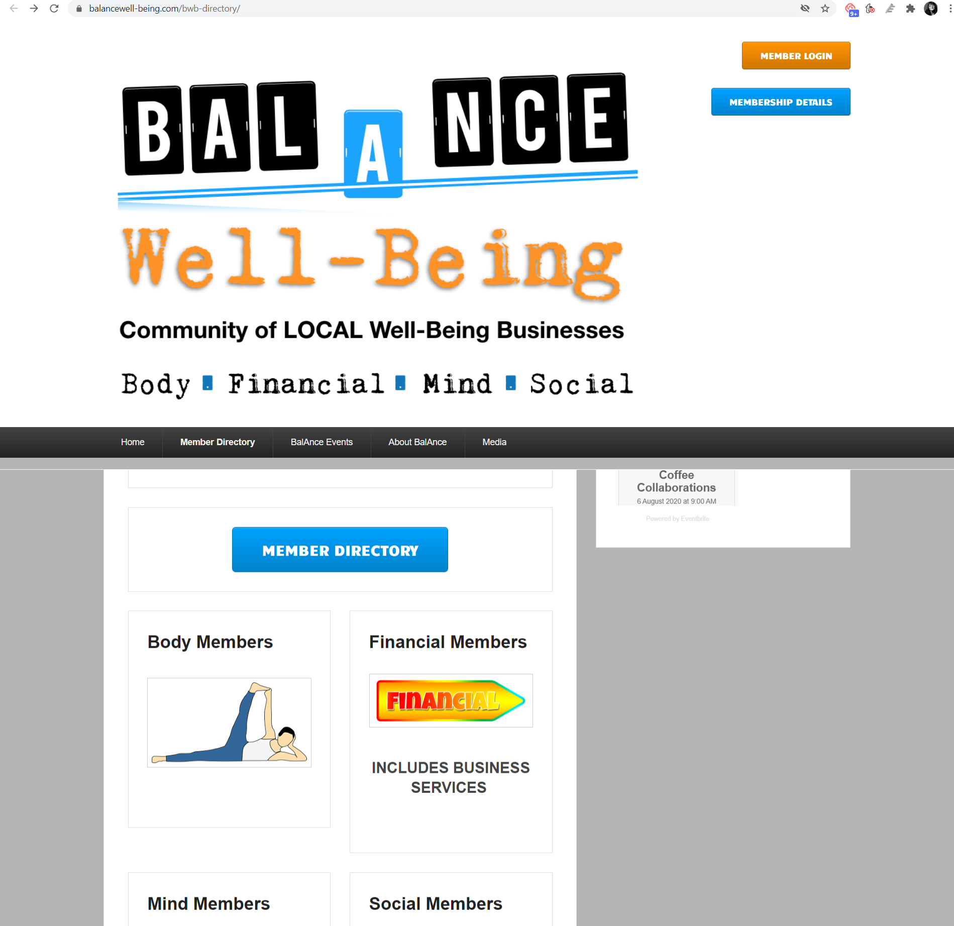 The directory homepage for Balance Well-Being.