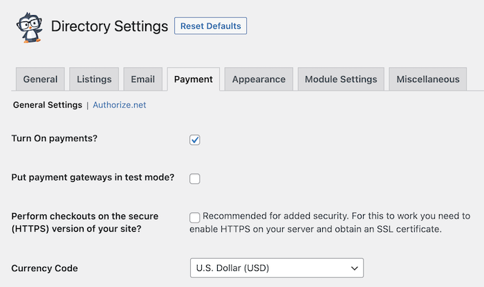 bd payment settings