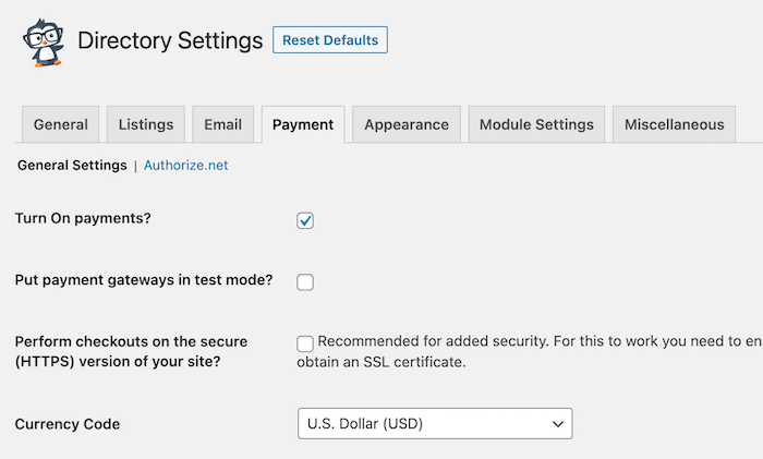 bd payment settings