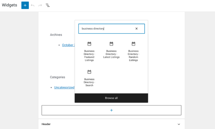 Inserting the featured posts block in a WordPress sidebar. 