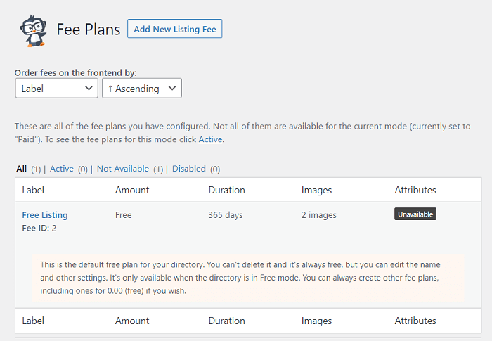 An example of existing fee plans, common in houses for sale websites.