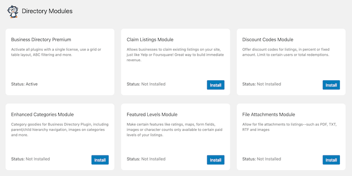 Business Directory Plugin modules