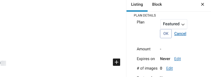 The plan details section of hte Business Directory Plugin.