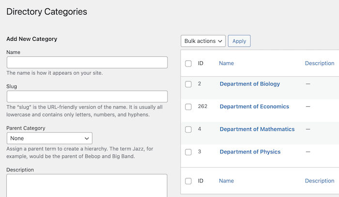 Directory Categories