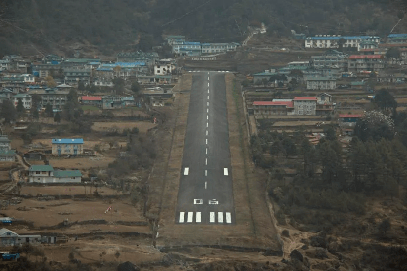 Approach the airport runway at Lukla, Nepal. GETTY