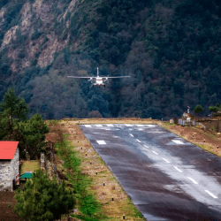 Approach the airport runway at Lukla, Nepal. GETTY