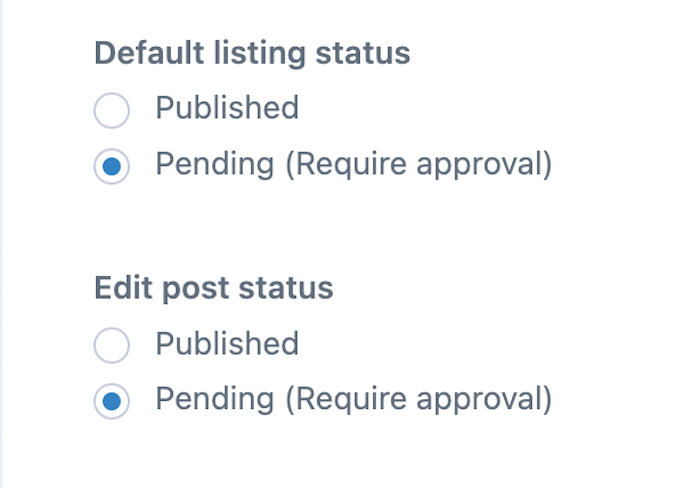 Listing admin approval