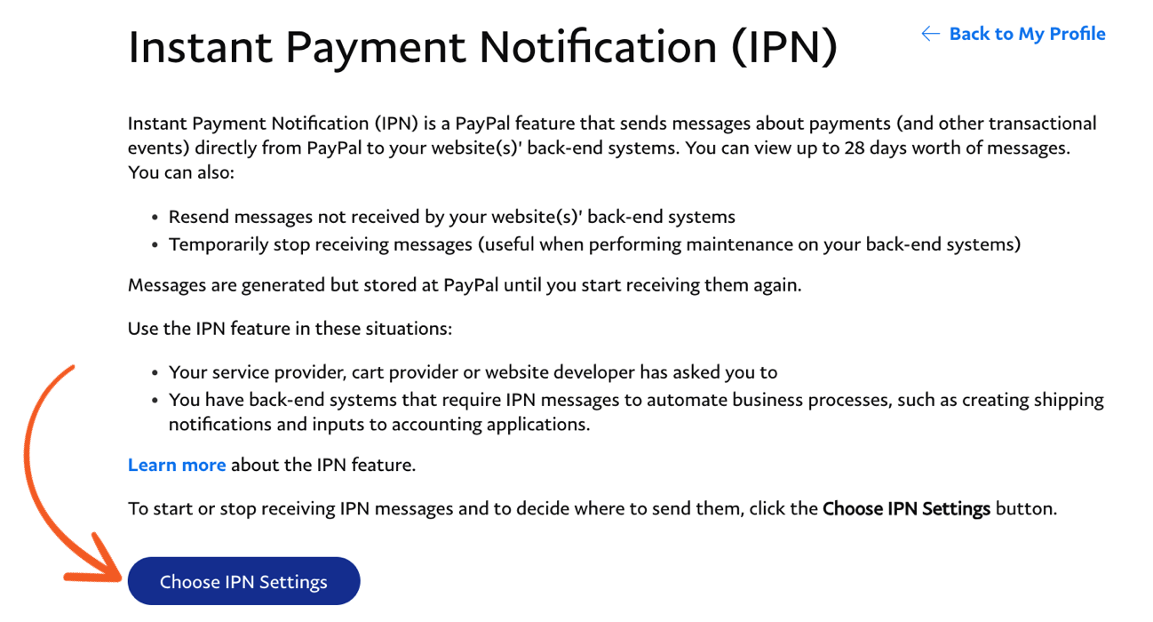 Paypal IPN Settings