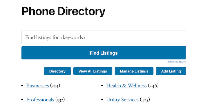 Phone directory home