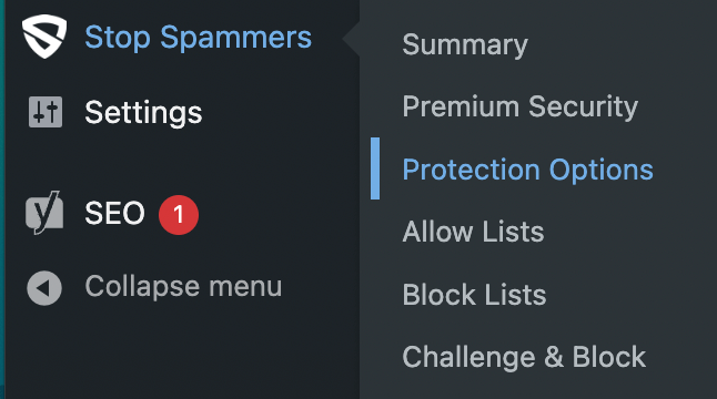 Spammers protection options