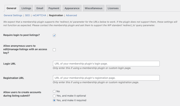 registration settings bd