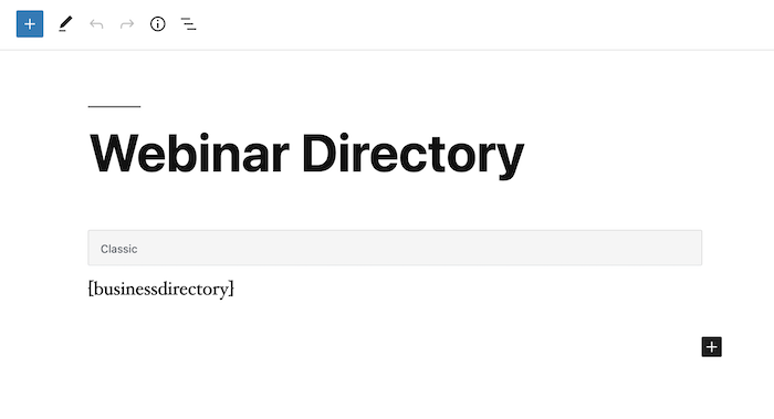 Webinar directory home back-end