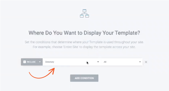 where display Elementor template