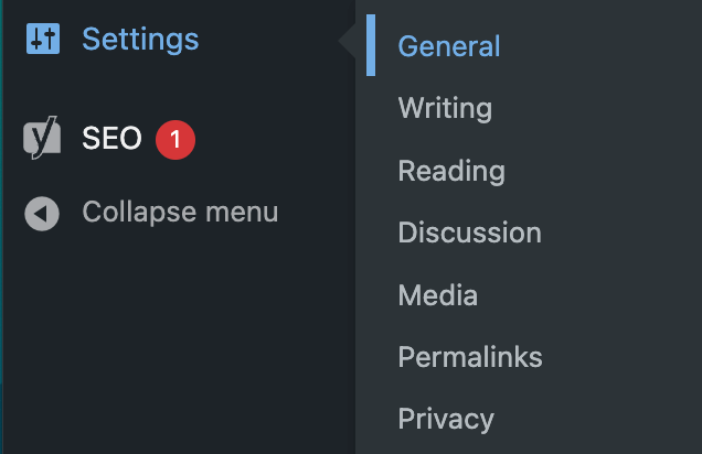 WordPress settings